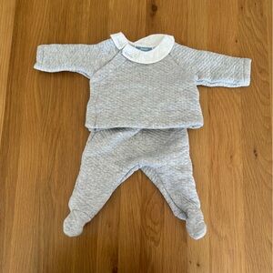 Jacadi Gray Quilted Kids Footie Set